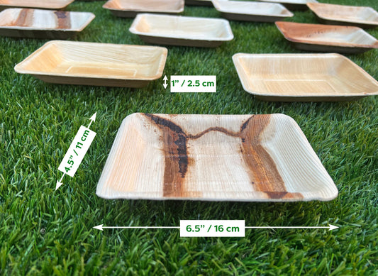 6" Rectangular Tray (Medium, Palm Leaf)