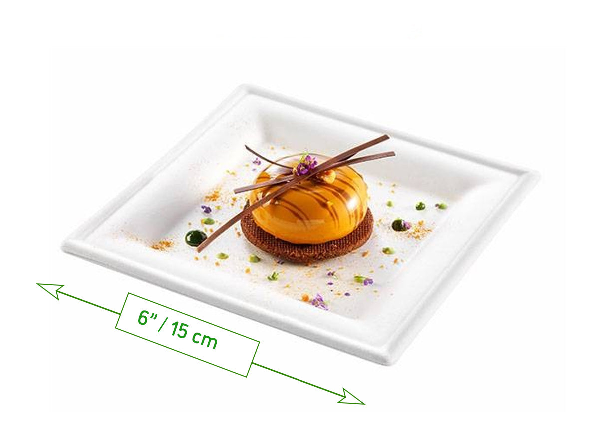 6" Square Plate (Small / Bagasse) - Sugarcane fibre