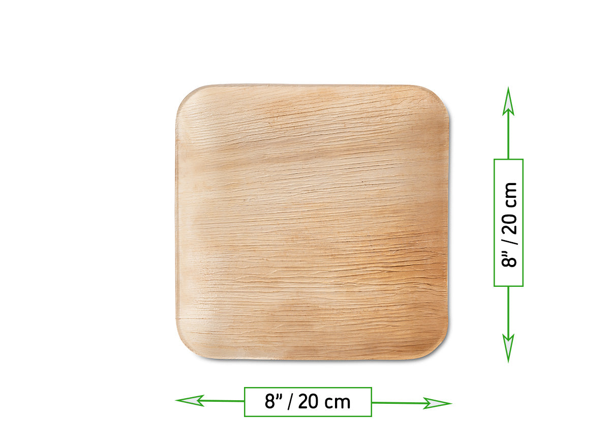 8" Square Plate (Medium, Palm Leaf)