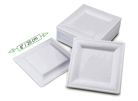 8" Square Plate (Medium / Bagasse) - Sugarcane Fibre