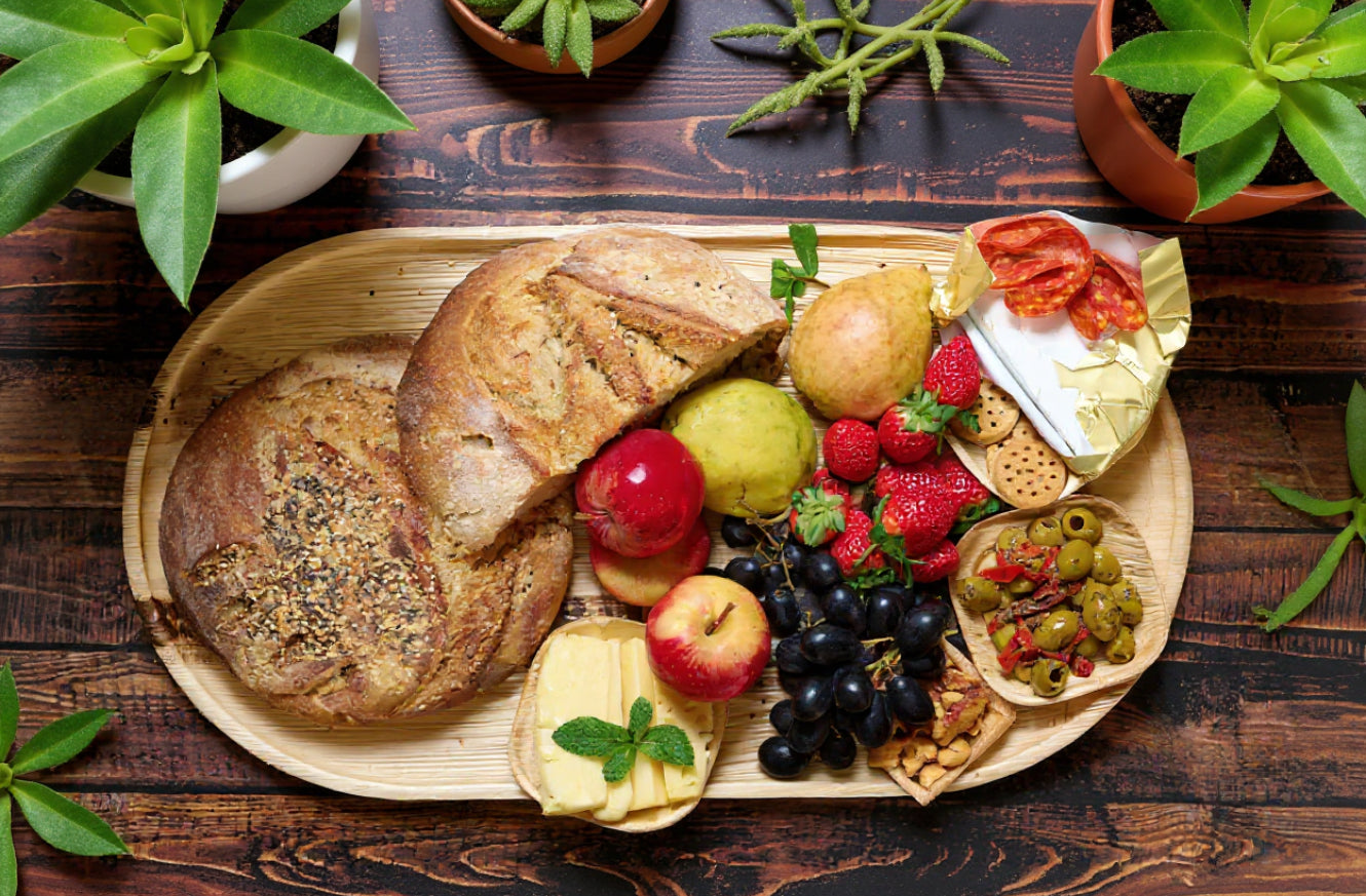 22" Oval Serving Tray for Feast (X Large, Palm Leaf)