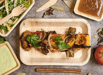 9" Deep Rectangular Tray (Medium, Palm Leaf)