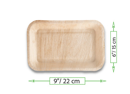 9" Deep Rectangular Tray (Medium, Palm Leaf)