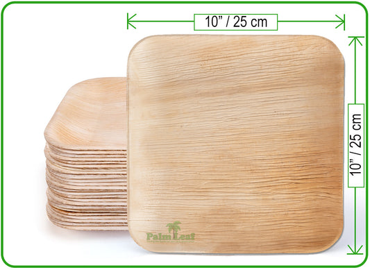 10" Square Plate (Large, Palm Leaf)