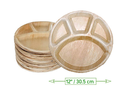 4 Compartment Round (X Large) - Areca Palm Leaf Plate