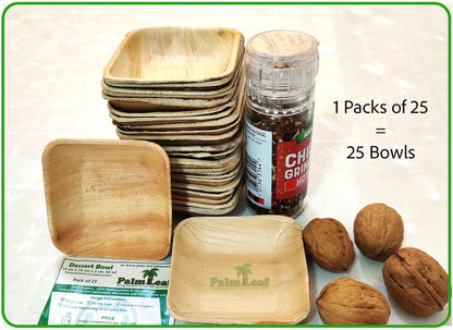 Bite Size Square Bowl - Areca Palm Leaf Bowl