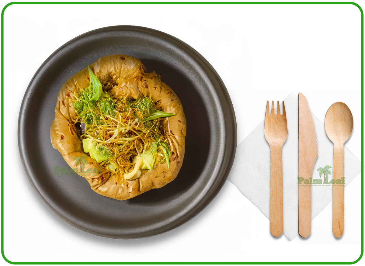Cutlery 4 in 1 (Birchwood Fork, Knife, Spoon and a Napkin)