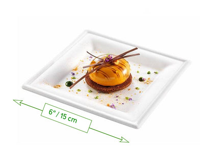 6" Square Plate (Small / Bagasse) - Sugarcane fibre