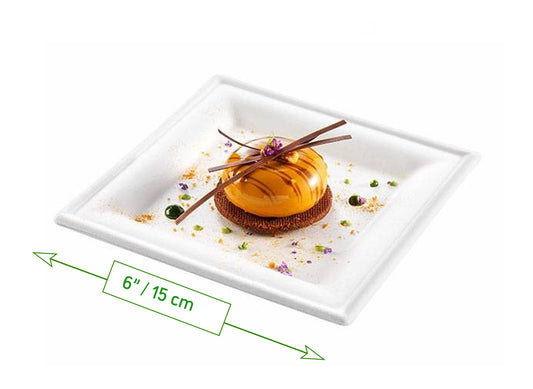 6" Square Plate (Small / Bagasse) - Sugarcane fibre