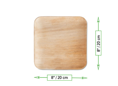 8" Square Plate (Medium, Palm Leaf)