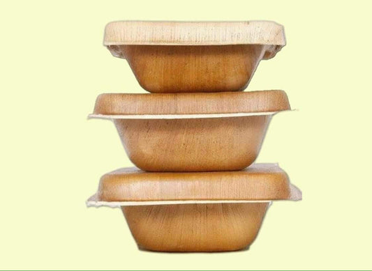 Palm Leaf Container Tray - Pack of 10 with Lids