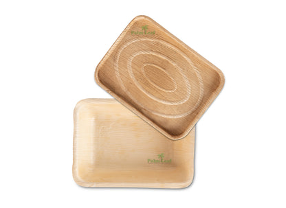 Palm Leaf Container Tray - Pack of 10 with Lids