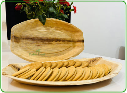 13" Oval Serving Platter (Large, Palm Leaf)