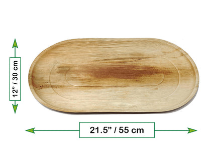 22" Oval Serving Tray for Feast  (X Large, Palm Leaf)