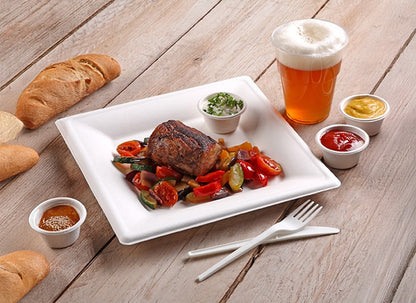 8" Square Plate (Medium / Bagasse) - Sugarcane Fibre