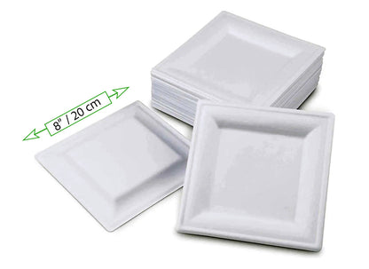 8" Square Plate (Medium / Bagasse) - Sugarcane Fibre
