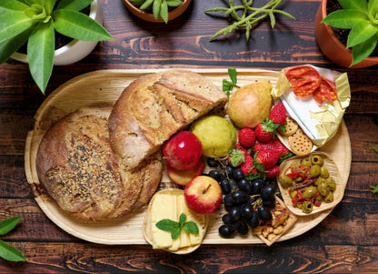 22" Oval Serving Tray for Feast  (X Large, Palm Leaf)